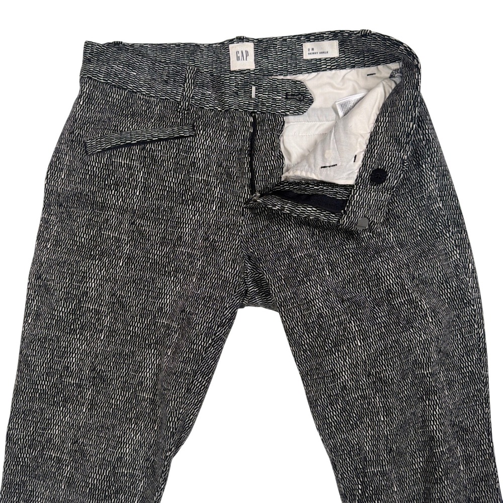 Gap Skinny Ankle Pants Womens 2 Regular Black White Textured Geometric Stretch